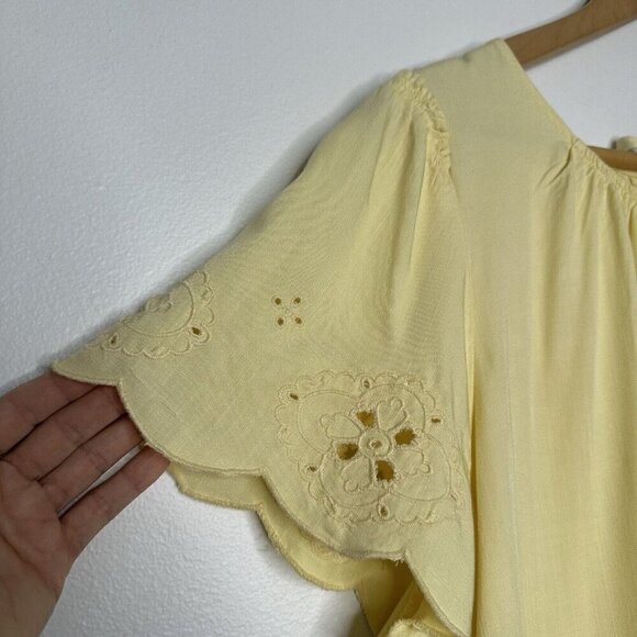 Lauren Conrad Blouse Size XXL Yellow Eyelet Boho - Picture 4 of 11